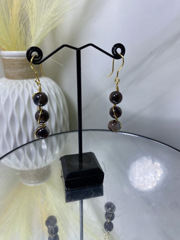 Sochi’s Éclat Essence Earrings – Marble Bead Edition (Gold Wire) - Image 3