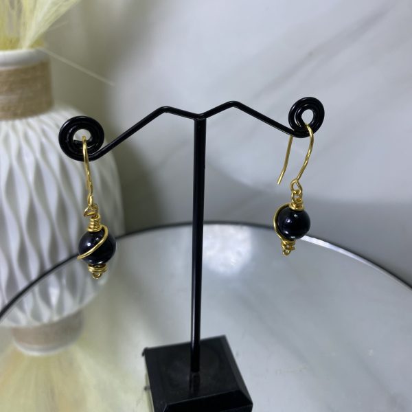 Sochi’s Éclat Essence Mini Earrings – Black Bead Edition (Gold Wire)