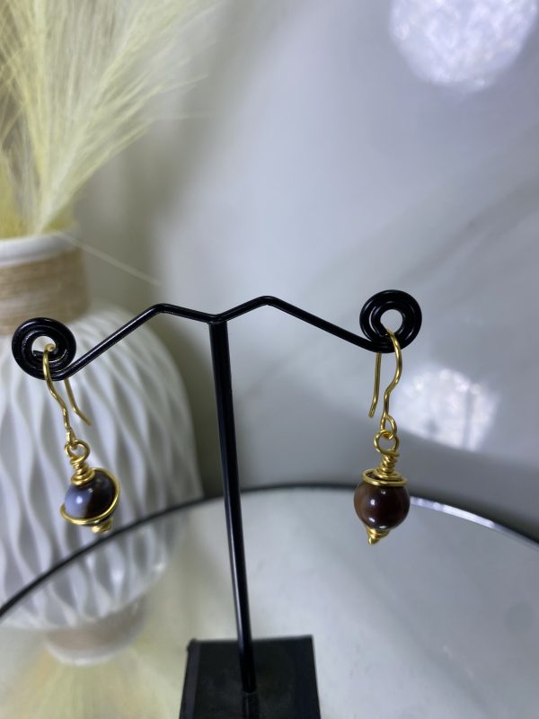 Sochi’s Éclat Essence Mini Earrings – Marble Bead Edition (Gold Wire) - Image 3