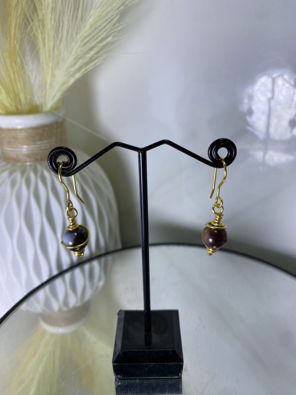 Sochi’s Éclat Essence Mini Earrings – Marble Bead Edition (Gold Wire) - Image 2
